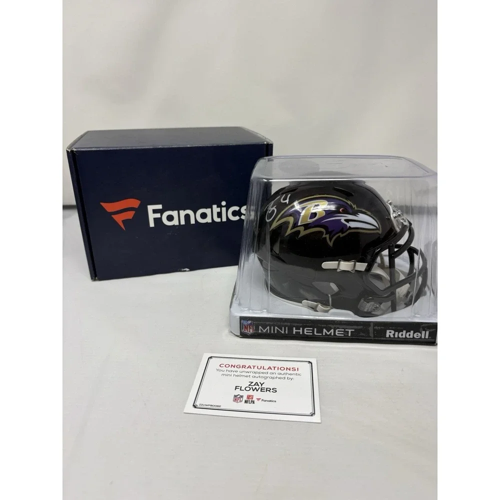 Zay Flowers Signed Baltimore Ravens Football Mini Helmet Fanatics Authentic
